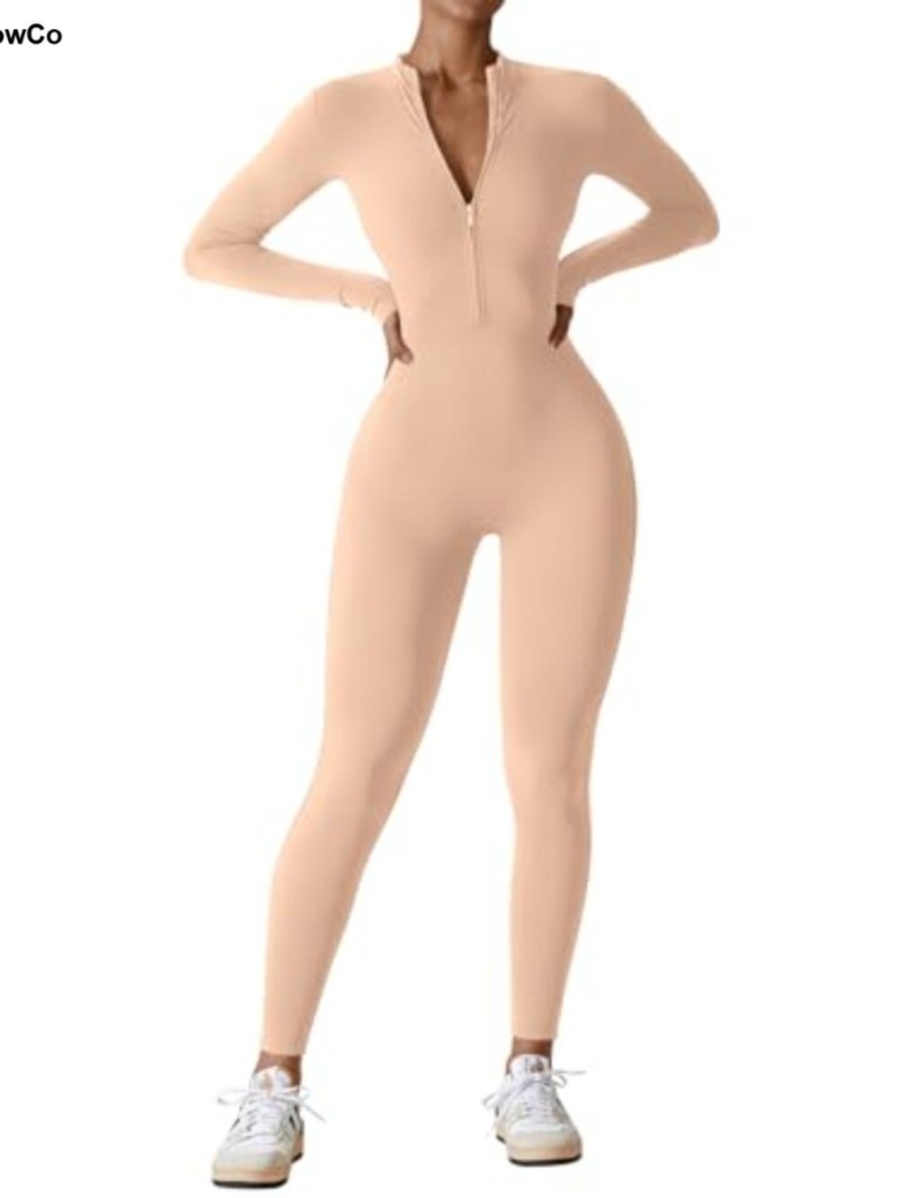 Long Sleeve Zip Up Workout Jumpsuit Romper Bodysuit Bodycon One Piece